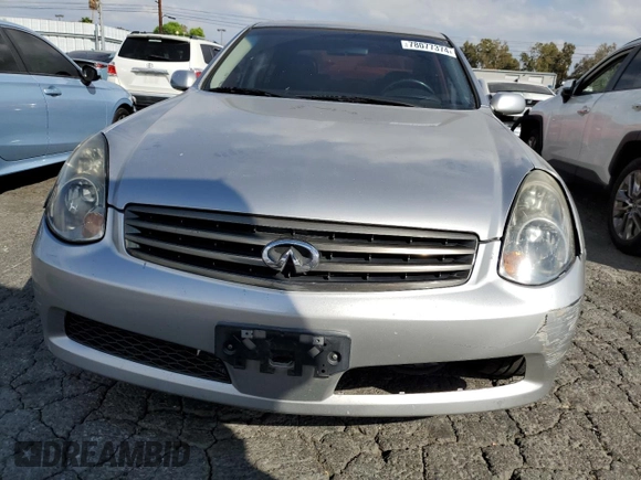2005 Infiniti G35 with VIN JNKCV51E65M220201, listed as a Copart auction lot 78077374 with 170,754 mi miles and Salvage Title. Bid and sale history available at DreamBid. Image 5.
