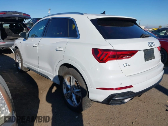 2020 Audi Q3 S line Premium Plus with VIN WA1EECF36L1103748, listed as a IAAI auction lot 41368428 with 21,155 mi miles and . Bid and sale history available at DreamBid. Image 3.
