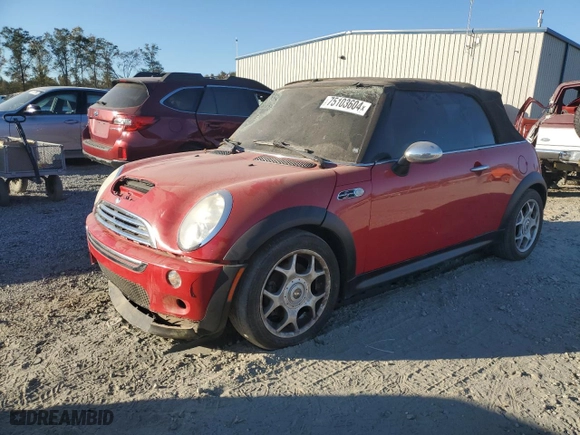 2008 MINI Cooper Convertible S with VIN WMWRH33558TL96443, listed as a Copart auction lot 75103604 with 0 mi miles and Salvage Title. Bid and sale history available at carsss.com. Image 1.