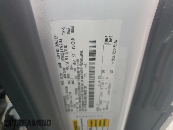 2020 Ford Transit with VIN 1FTRS4UG5LKB62120, listed as a Copart auction lot 42505275 with 27,498 mi miles and Non Repairable. Bid and sale history available at DreamBid. Image 13.