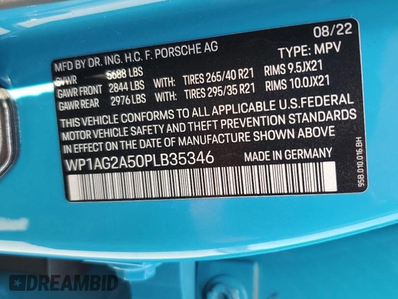 2023 Porsche Macan S с VIN WP1AG2A50PLB35346, выставлен на аукционе Copart как лот 43214635 с пробегом 9 155 миль миль и Списание • Salvage title. История ставок и продаж доступна на DreamBid. Изображение 14.