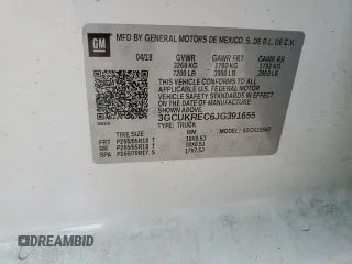2018 Chevrolet Silverado 1500 LT with VIN 3GCUKREC6JG391655, listed as a Copart auction lot 53999545 with 88,020 mi miles and Salvage Title. Bid and sale history available at carsss.com. Image 12.