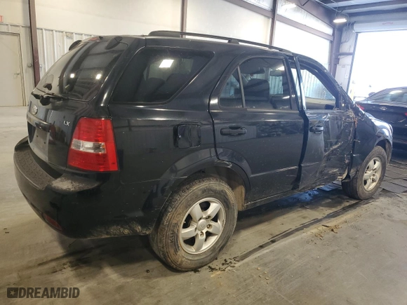 2009 Kia Sorento LX with VIN KNDJD735995871407, listed as a Copart auction lot 43912915 with 186,056 mi miles and Salvage Title. Bid and sale history available at carsss.com. Image 3.