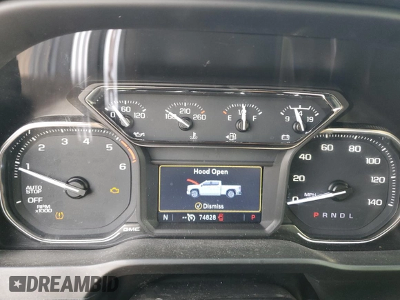 2022 GMC Sierra 1500 with VIN 1GTP8DET1NZ196163, listed as a Copart auction lot 83798824 with 74,828 mi miles and Salvage Title. Bid and sale history available at DreamBid. Image 9.
