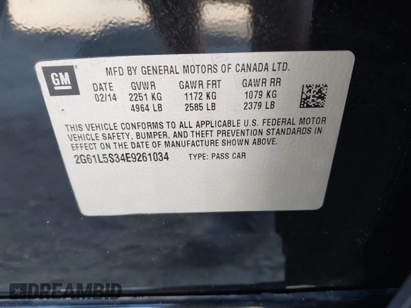 2014 Cadillac XTS with VIN 2G61L5S34E9261034, listed as a IAAI auction lot 41250779 with 178,218 mi miles. Bid and sale history available at carsss.com. Image 9.
