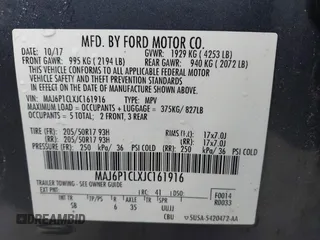 2018 Ford EcoSport SES with VIN MAJ6P1CLXJC161916, listed as a IAAI auction lot 41914892 with 39,776 mi miles and . Bid and sale history available at DreamBid. Image 9.
