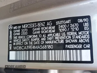 1991 Mercedes-Benz 560 с VIN WDBCA39E4MA568180, выставлен на аукционе Copart как лот 60405755 с пробегом 100 880 миль миль и Чистый • Clean title. История ставок и продаж доступна на DreamBid. Изображение 12.