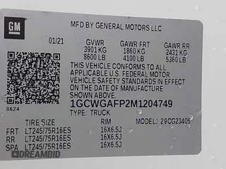 2021 Chevrolet Express Cargo with VIN 1GCWGAFP2M1204749, listed as a IAAI auction lot 42672844 with 57,795 mi miles and . Bid and sale history available at DreamBid. Image 9.