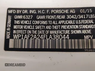 2015 Porsche Cayenne Diesel with VIN WP1AF2A24FLA38044, listed as a IAAI auction lot 41741695 with 114,214 mi miles and . Bid and sale history available at DreamBid. Image 9.