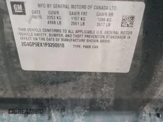 2015 Buick Regal Premium I с VIN 2G4GP5EX1F9290918, выставлен на аукционе Copart как лот 48804614 с пробегом 108 790 миль миль и Списание • Salvage title. История ставок и продаж доступна на DreamBid. Изображение 12.