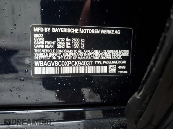 2023 BMW 8 Series M850i z VIN WBAGV8C0XPCK94037, wystawiony jako Copart lot #51156675 z przebiegiem Nie podano mil oraz Szkoda całkowita • Salvage title. Historia ofert i sprzedaży dostępna na DreamBid. Obrazek 13.