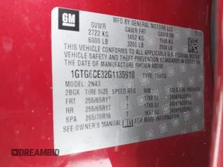 2016 GMC Canyon 4WD SLE with VIN 1GTG6CE32G1135910, listed as a IAAI auction lot 41322744 with 132,586 mi miles. Bid and sale history available at carsss.com. Image 9.