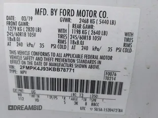 2019 Ford Edge SEL with VIN 2FMPK4J93KBB78771, listed as a IAAI auction lot 42159093 with 80,510 mi miles and . Bid and sale history available at DreamBid. Image 9.