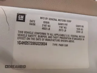 2006 Buick Lucerne CXL with VIN 1G4HD57206U220604, listed as a IAAI auction lot 41833405 with 153,955 mi miles. Bid and sale history available at carsss.com. Image 9.