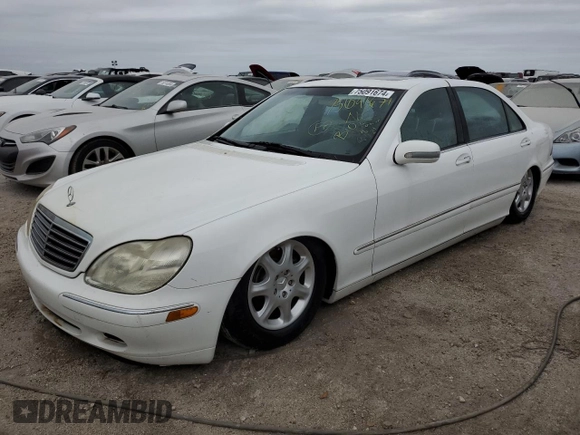 2000 Mercedes-Benz S-Class with VIN WDBNG70J3YA107826, listed as a Copart auction lot 75091674 with 0 mi miles and Non Repairable. Bid and sale history available at carsss.com. Image 1.