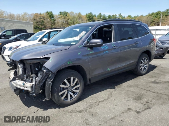 2021 Honda Pilot EX-L with VIN 5FNYF6H54MB052212, listed as a Copart auction lot 55120475 with 29,606 mi miles and Salvage title. Bid and sale history available at DreamBid. Image 1.