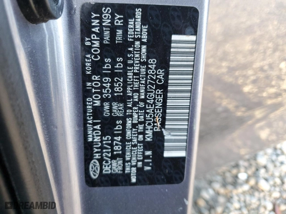 2016 Hyundai Accent Sport with VIN KMHCU5AE4GU272848, listed as a Copart auction lot 48657675 with 30,807 mi miles and Non Repairable. Bid and sale history available at carsss.com. Image 14.