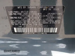 2025 Subaru Crosstrek Premium с VIN JF2GUHDC4S8236937, выставлен на аукционе IAAI как лот 42303004 с пробегом 493 миль миль и . История ставок и продаж доступна на DreamBid. Изображение 9.