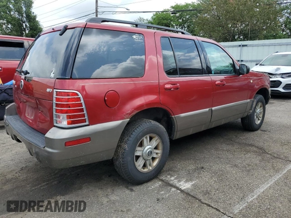 2004 Mercury Mountaineer Convenience with VIN 4M2ZU86KX4UJ06323, listed as a Copart auction lot 61662835 with 186,014 mi miles and Salvage title. Bid and sale history available at DreamBid. Image 3.