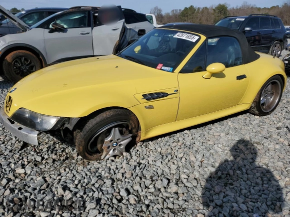 2000 BMW Z3 M 3.2L with VIN WBSCK9349YLC90528, listed as a Copart auction lot 42871855 with 104,614 mi miles and Salvage Title. Bid and sale history available at carsss.com. Image 1.