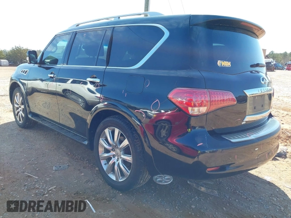2011 Infiniti QX56 7-passenger with VIN JN8AZ2NF3B9503608, listed as a IAAI auction lot 41875603 with 215,051 mi miles. Bid and sale history available at carsss.com. Image 3.