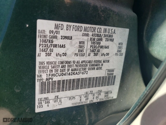 2002 Ford Escape Limited with VIN 1FMCU04162KA51672, listed as a Copart auction lot 74035414 with 140,752 mi miles and Salvage Title. Bid and sale history available at carsss.com. Image 12.