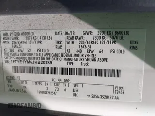 2018 Ford Transit с VIN 1FTYE1YM6JKB20389, выставлен на аукционе IAAI как лот 41794374 с пробегом 149 620 миль миль и . История ставок и продаж доступна на DreamBid. Изображение 9.