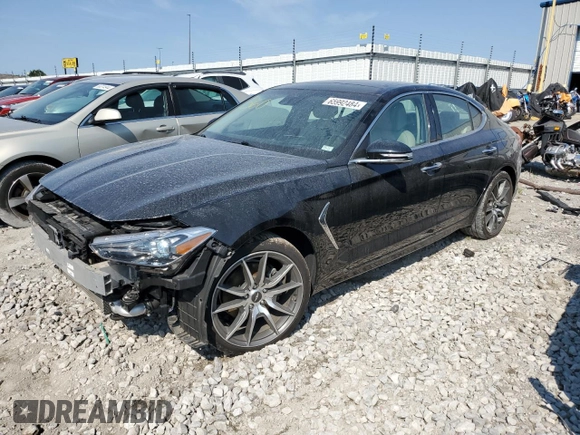 2021 Genesis G70 2.0T with VIN KMTG44LA7MU075423, listed as a Copart auction lot 65992484 with 33,467 mi miles and Salvage title. Bid and sale history available at DreamBid. Image 1.