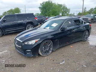 2016 Infiniti Q50 Red Sport 400 with VIN JN1FV7AR9GM450446, listed as a IAAI auction lot 42178095 with 121,981 mi miles and . Bid and sale history available at DreamBid. Image 2.