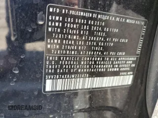 2018 Volkswagen Tiguan SEL с VIN 3VV2B7AX8JM221479, выставлен на аукционе Copart как лот 57660765 с пробегом 65 278 миль миль и Списание • Salvage title. История ставок и продаж доступна на DreamBid. Изображение 12.