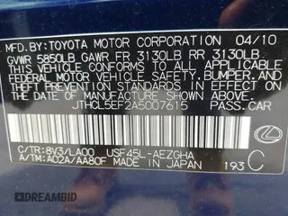 2010 Lexus LS 460 с VIN JTHCL5EF2A5007615, выставлен на аукционе IAAI как лот 42548904 с пробегом 199 235 миль миль и . История ставок и продаж доступна на DreamBid. Изображение 9.