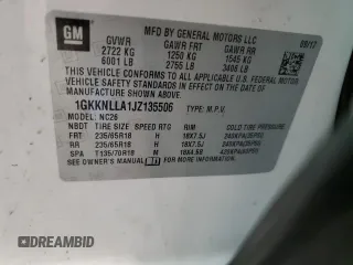 2018 GMC Acadia SLE z VIN 1GKKNLLA1JZ135506, wystawiony jako Copart lot #58959095 z przebiegiem 169 876 mil mil oraz Szkoda całkowita • Salvage title. Historia ofert i sprzedaży dostępna na DreamBid. Obrazek 13.
