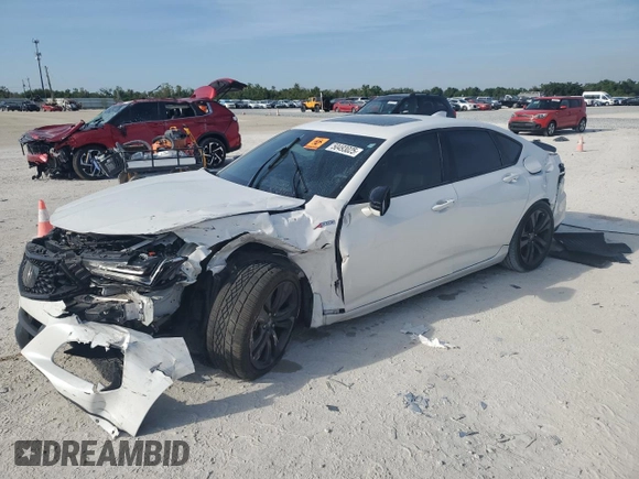 2021 Acura TLX w/A-Spec Package with VIN 19UUB5F50MA008550, listed as a Copart auction lot 50493025 with 45,073 mi miles and Non Repairable. Bid and sale history available at carsss.com. Image 1.
