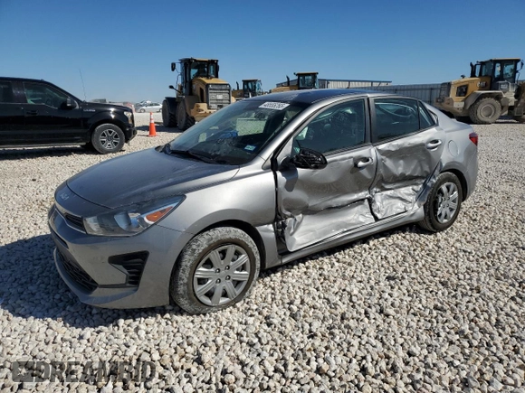 2022 Kia Rio S with VIN 3KPA24ADXNE477511, listed as a Copart auction lot 48555265 with 32,147 mi miles and Salvage Title. Bid and sale history available at carsss.com. Image 1.