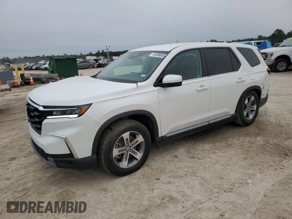 2025 Honda Pilot EX-L with VIN 5FNYG2H44SB003828, listed as a Copart auction lot 45298805 with 5,577 mi miles and Salvage Title. Bid and sale history available at carsss.com. Image 1.
