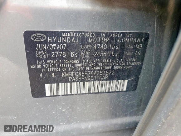 2008 Hyundai Azera Limited с VIN KMHFC46F78A251572, выставлен на аукционе Copart как лот 59020125 с пробегом 195 703 миль миль и Чистый • Clean title. История ставок и продаж доступна на DreamBid. Изображение 12.