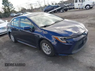 2021 Toyota Corolla Hybrid LE with VIN JTDEAMDE9MJ021431, listed as a IAAI auction lot 41747142 with 165,680 mi miles. Bid and sale history available at carsss.com. Image 1.