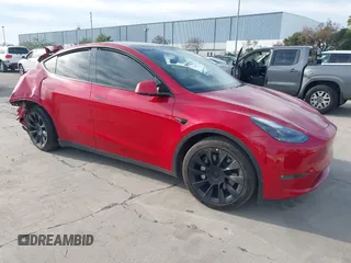 2023 Tesla Model Y Long Range with VIN 7SAYGAEE7PF713761, listed as a IAAI auction lot 41638067 with 46,089 mi miles and . Bid and sale history available at DreamBid. Image 1.