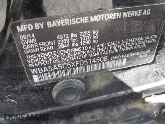 2015 BMW 5 Series 528i с VIN WBA5A5C5XFD514508, выставлен на аукционе IAAI как лот 42666728 с пробегом 122 581 миль миль и . История ставок и продаж доступна на DreamBid. Изображение 9.