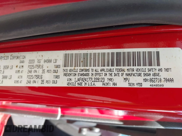 2007 Jeep Wrangler X с VIN 1J4FA24177L229123, выставлен на аукционе IAAI как лот 42199959 с пробегом 78 506 миль миль и . История ставок и продаж доступна на DreamBid. Изображение 9.