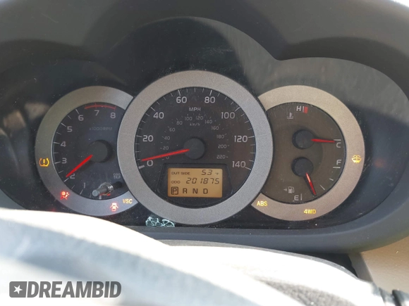 2007 Toyota RAV4 with VIN JTMBD33V175088480, listed as a IAAI auction lot 41779212 with 201,875 mi miles. Bid and sale history available at carsss.com. Image 7.