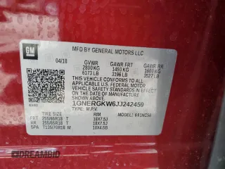 2018 Chevrolet Traverse LT Cloth with VIN 1GNERGKW6JJ242459, listed as a Copart auction lot 58420105 with 98,586 mi miles and Salvage title. Bid and sale history available at DreamBid. Image 14.