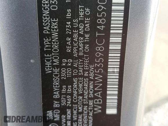 2008 BMW 5 Series 550i z VIN WBANW53598CT48590, wystawiony jako Copart lot #56258785 z przebiegiem 198 279 mil mil oraz Szkoda całkowita • Salvage title. Historia ofert i sprzedaży dostępna na DreamBid. Obrazek 12.