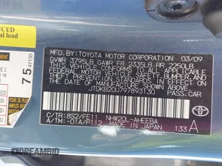 2009 Toyota Prius z VIN JTDKB20U797893130, wystawiony jako IAAI lot #41921595 z przebiegiem 224 573 mil mil oraz . Historia ofert i sprzedaży dostępna na DreamBid. Obrazek 9.