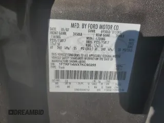 2007 Ford F-150 XL with VIN 1FTRF14WX7KC90255, listed as a Copart auction lot 41750525 with 182,655 mi miles and Salvage title. Bid and sale history available at DreamBid. Image 14.