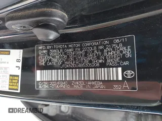 2011 Toyota Prius I with VIN JTDKN3DU4B5305208, listed as a IAAI auction lot 41577276 with 168,473 mi miles. Bid and sale history available at carsss.com. Image 9.