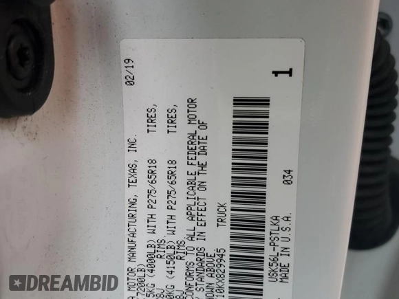 2019 Toyota Tundra SR5 z VIN 5TFHY5F10KX829945, wystawiony jako Copart lot #51911985 z przebiegiem 105 985 mil mil oraz Szkoda całkowita • Salvage title. Historia ofert i sprzedaży dostępna na DreamBid. Obrazek 12.
