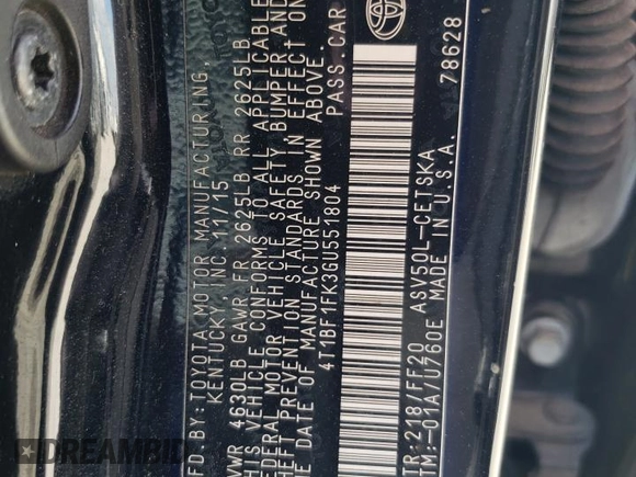 2016 Toyota Camry XLE with VIN 4T1BF1FK3GU551804, listed as a Copart auction lot 50816765 with 180,412 mi miles and Salvage Title. Bid and sale history available at carsss.com. Image 12.