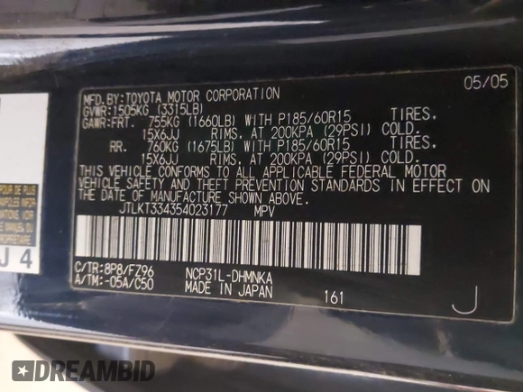 2005 Scion xB z VIN JTLKT334354023177, wystawiony jako IAAI lot #42248114 z przebiegiem 146 412 mil mil oraz . Historia ofert i sprzedaży dostępna na DreamBid. Obrazek 9.