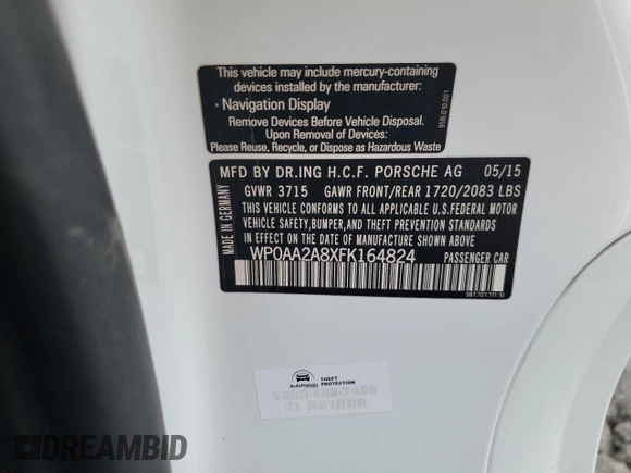 2015 Porsche 718 Cayman z VIN WP0AA2A8XFK164824, wystawiony jako Copart lot #81571154 z przebiegiem 26 535 mil mil oraz Szkoda całkowita • Salvage title. Historia ofert i sprzedaży dostępna na DreamBid. Obrazek 13.
